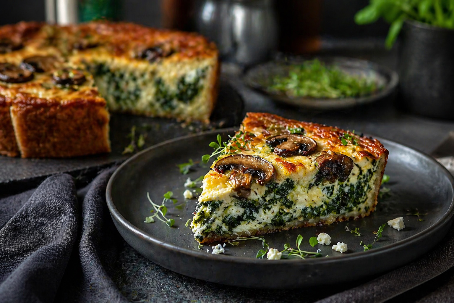 Creamed Spinach and Woodland Mushroom Quiche