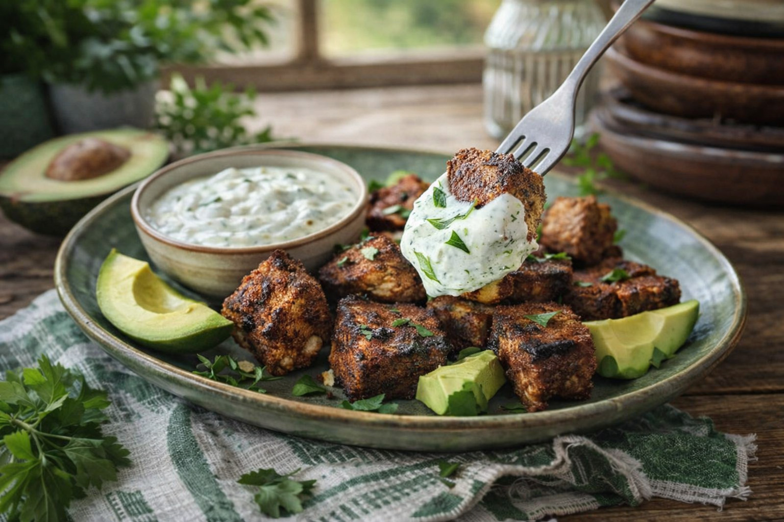 Pepper-Crusted Tuna Bites with Avocado Crème