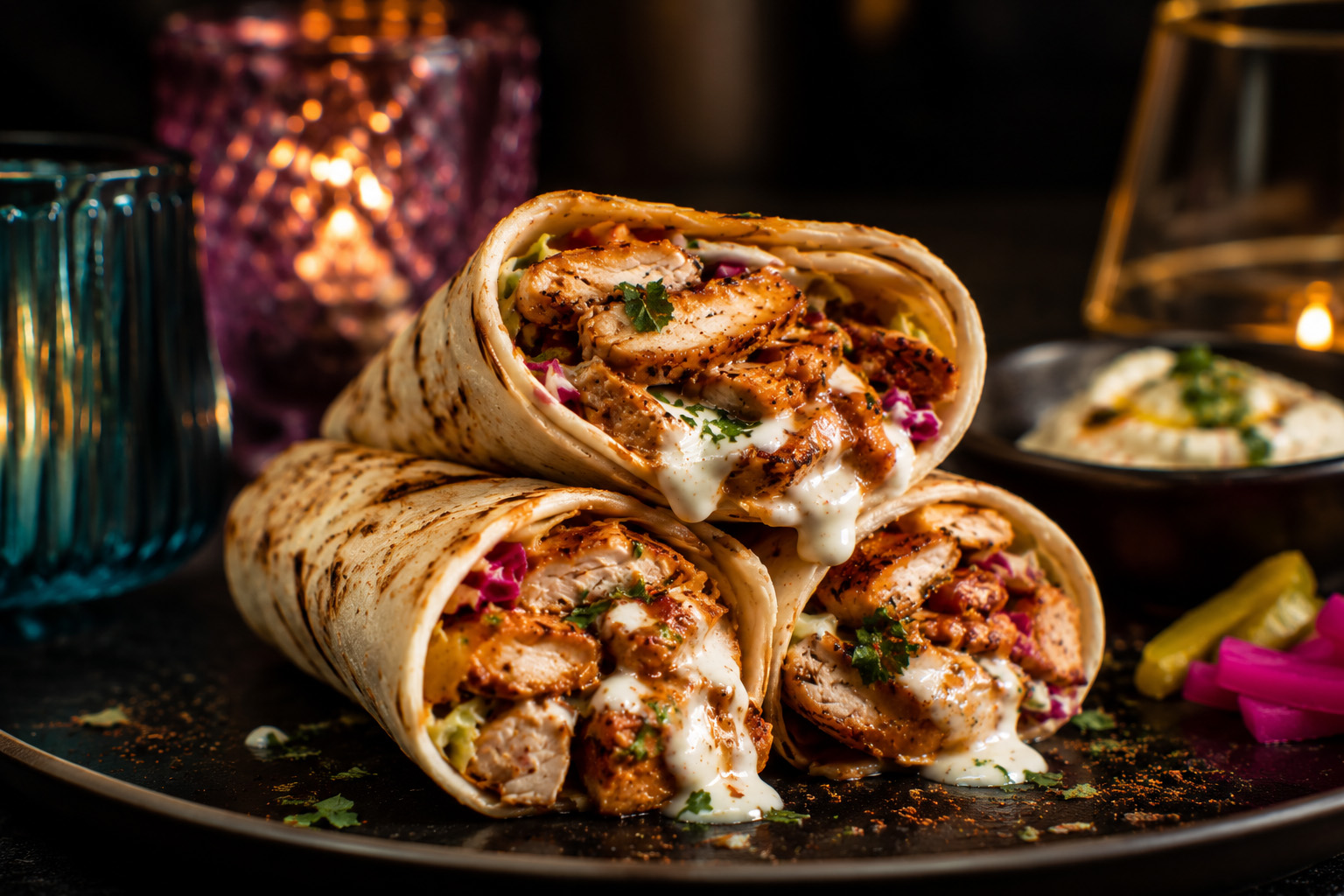 Flame-Kissed Chicken Shawarma with Whipped Garlic Cream