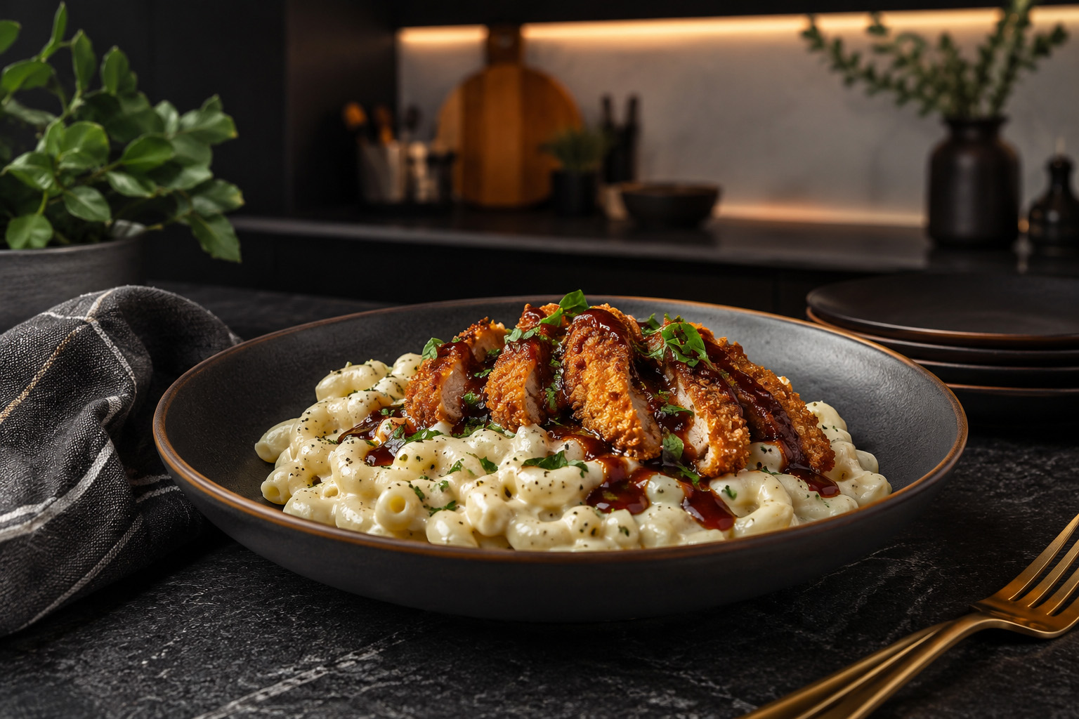 Honey-Glazed Chicken with Black Pepper Macaroni Cheese Honey-Glazed Chicken with Black Pepper Macaroni Cheese
