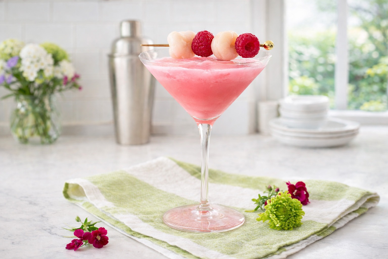 Lychee-Martini-with-Elderflower-Blossom