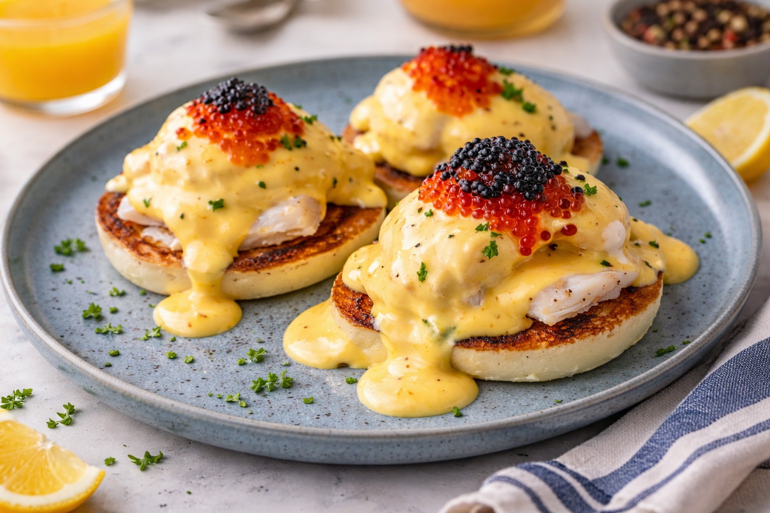 Poached-Eggs-Crab-Benedict-with-Imperial-Caviar-
