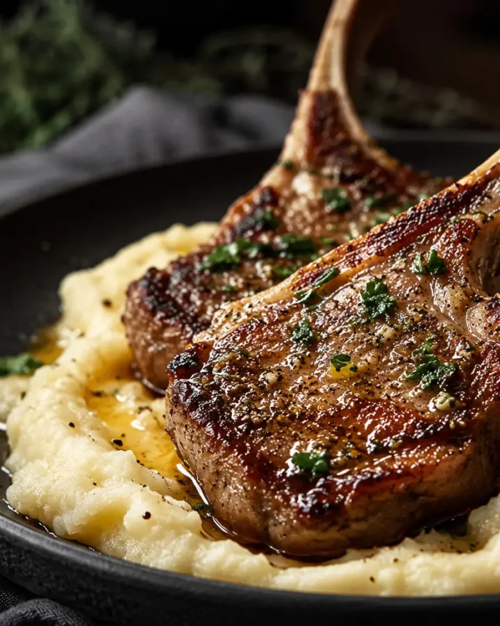 Butter-Basted Garlic Lamb Chops with Velvet Potato Purée