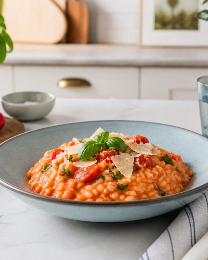 Crimson Tomato & Torn Basil Risotto