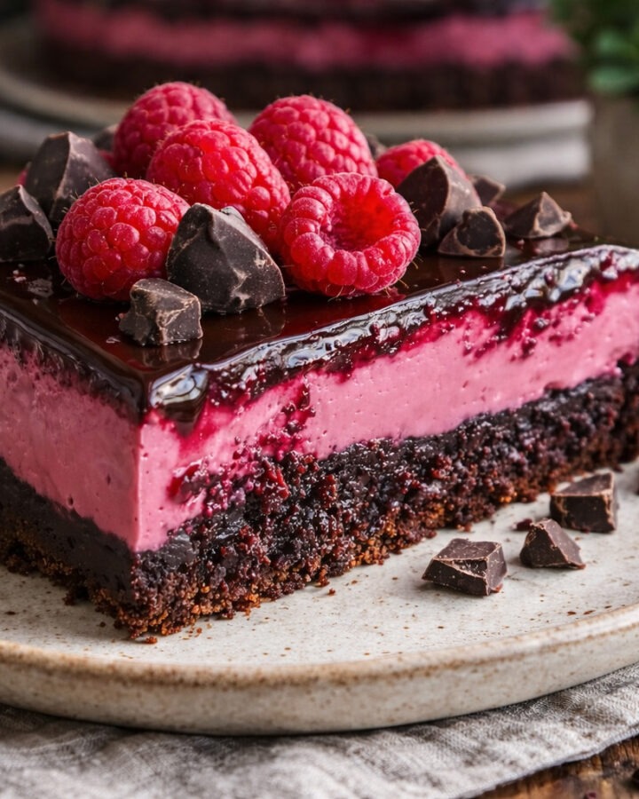 Midnight Dark Chocolate Raspberry Cheesecake